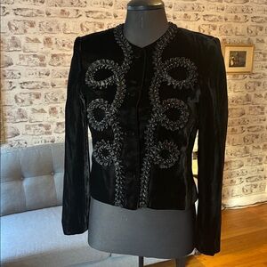 Elegant Black Velvet Napolian Military inspired 80’s Alfred Sung jacket